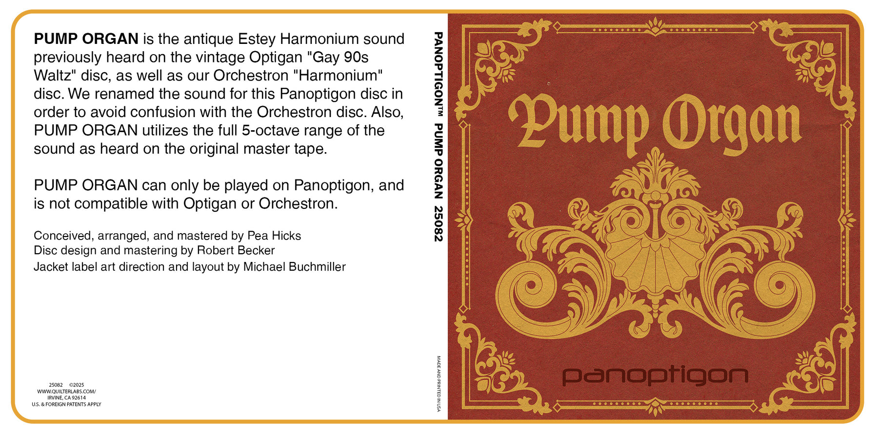 Pump Organ - Panoptigon Disc – Quilter Laboratories