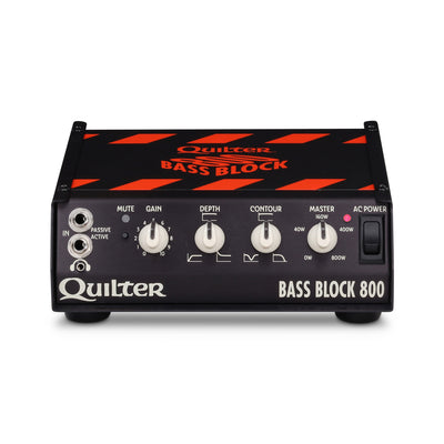 Quilter Labs Bass Block 800 Bass Amplifier Head tilted forward with power light on