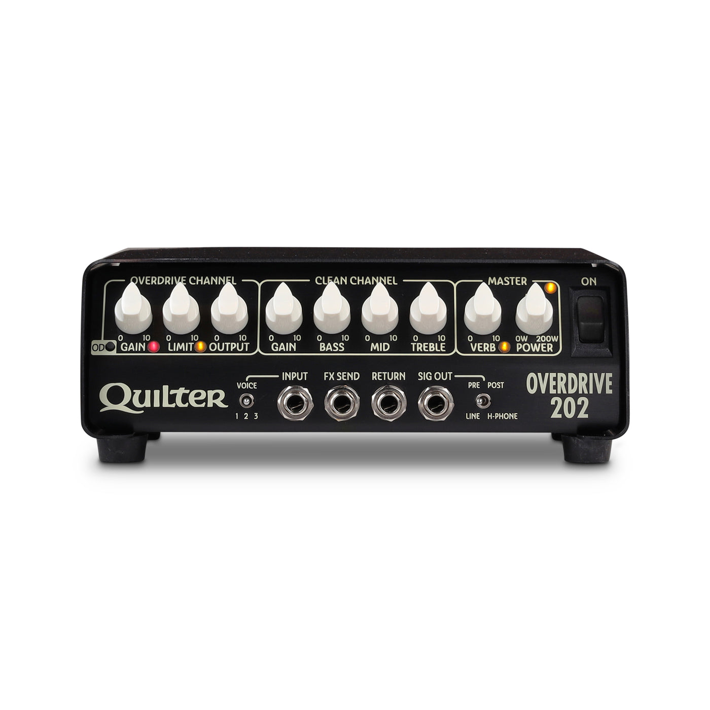 Quilter Labs Overdrive 202 Guitar Amplifier Head front with lights on