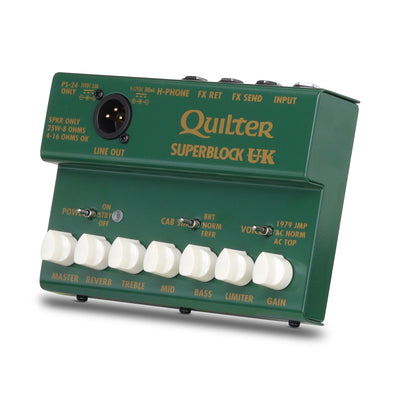 Quilter Labs SuperBlock UK Guitar Amplifier Head facing diagonally to the left